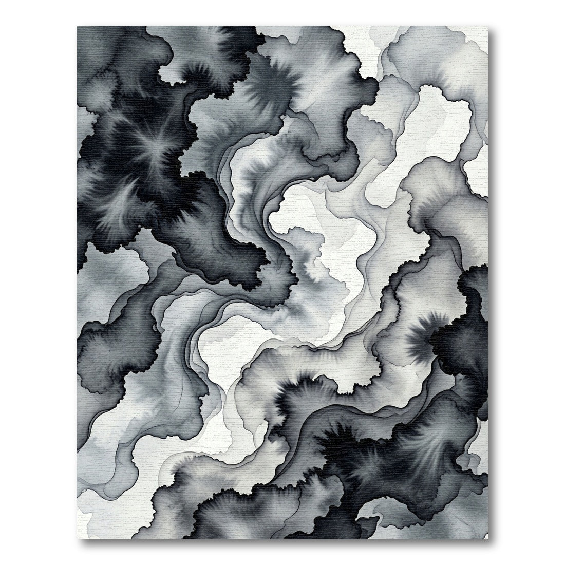 Monochromatic Ink Wash Fluid Ripples Rug