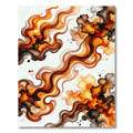 Abstract Amber Fire Swirl Fluid Art Rug