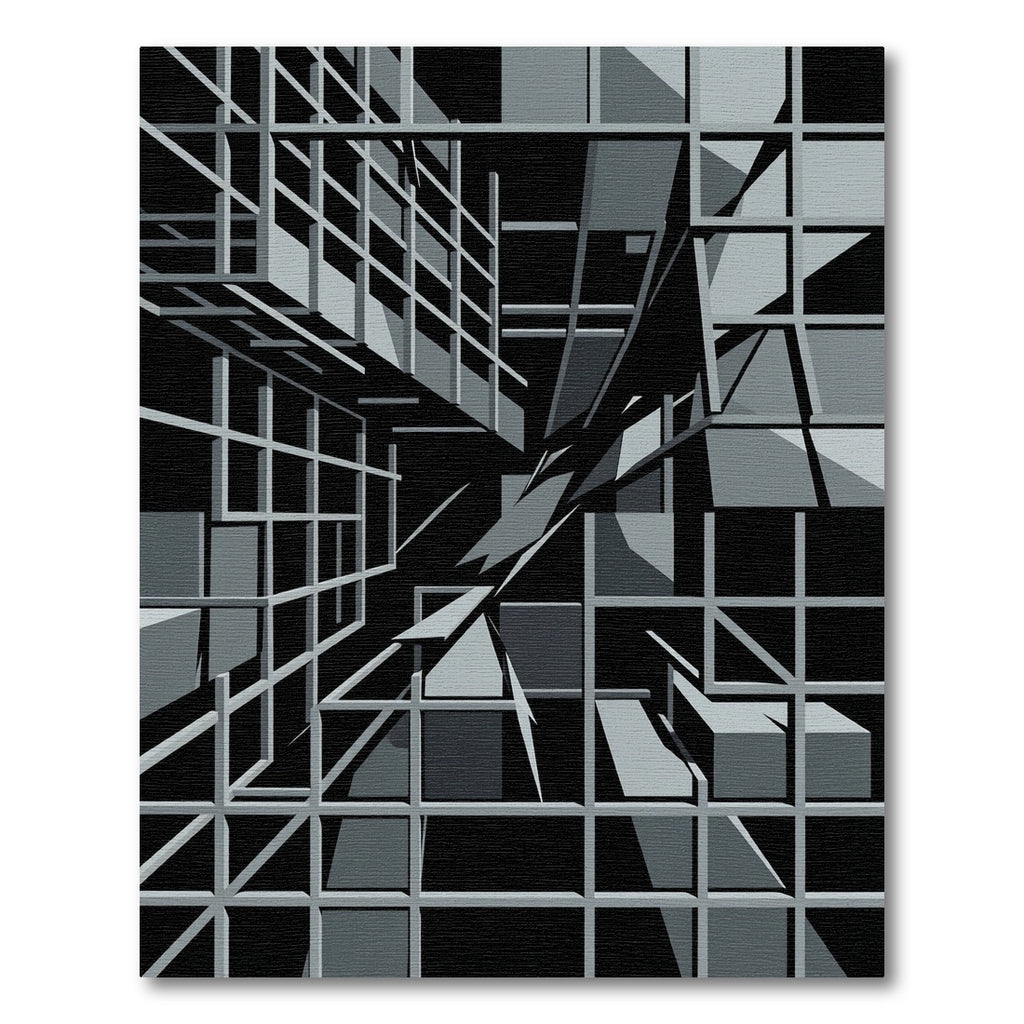 Monochromatic Geometric Architectural Grid Rug