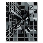Monochromatic Geometric Architectural Grid Rug