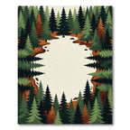 Evergreen Forest Snowy Woodland Landscape Rug