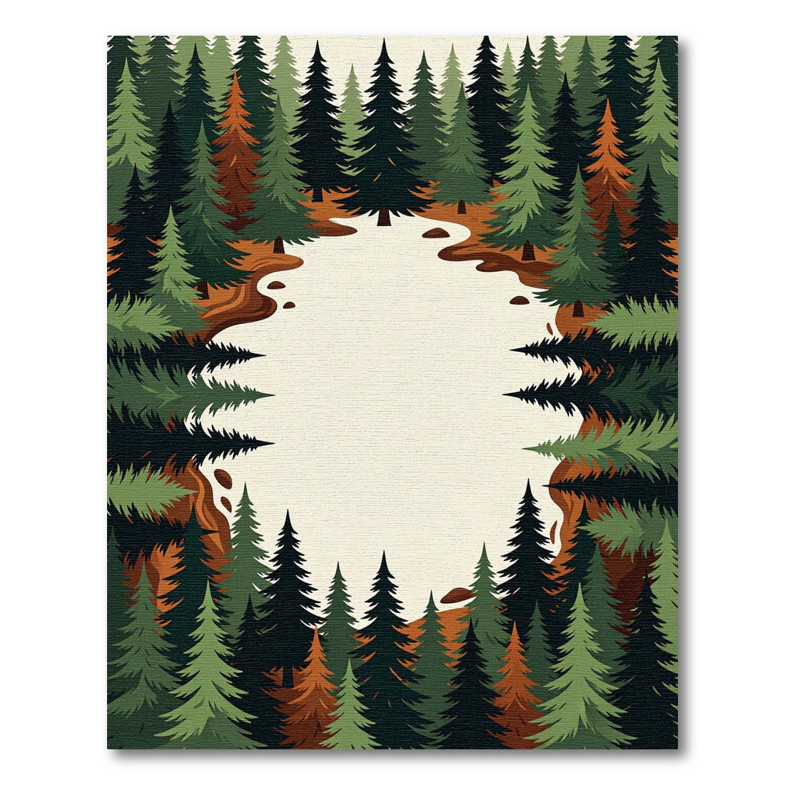 Evergreen Forest Snowy Woodland Landscape Rug