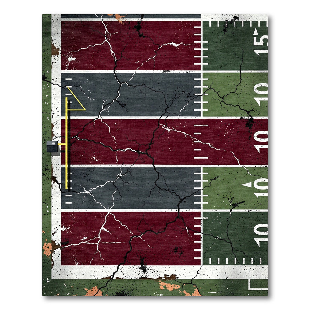 Distressed Football Field Grid Lines Rug