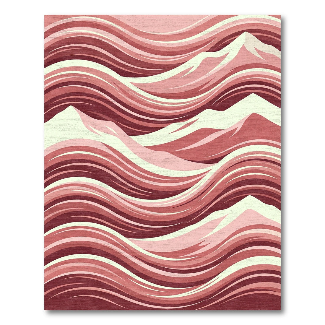 Crimson Waves Mountain Landscape Rug