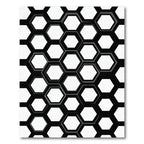 Modern Black and White Hexagon Grid Rug