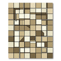 Abstract Neutral Toned Geometric Block Grid Rug