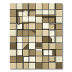 Abstract Neutral Toned Geometric Block Grid Rug