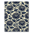Navy Chrysanthemum Floral Vine Rug