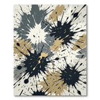 Modern Black and Beige Ink Splatter Rug