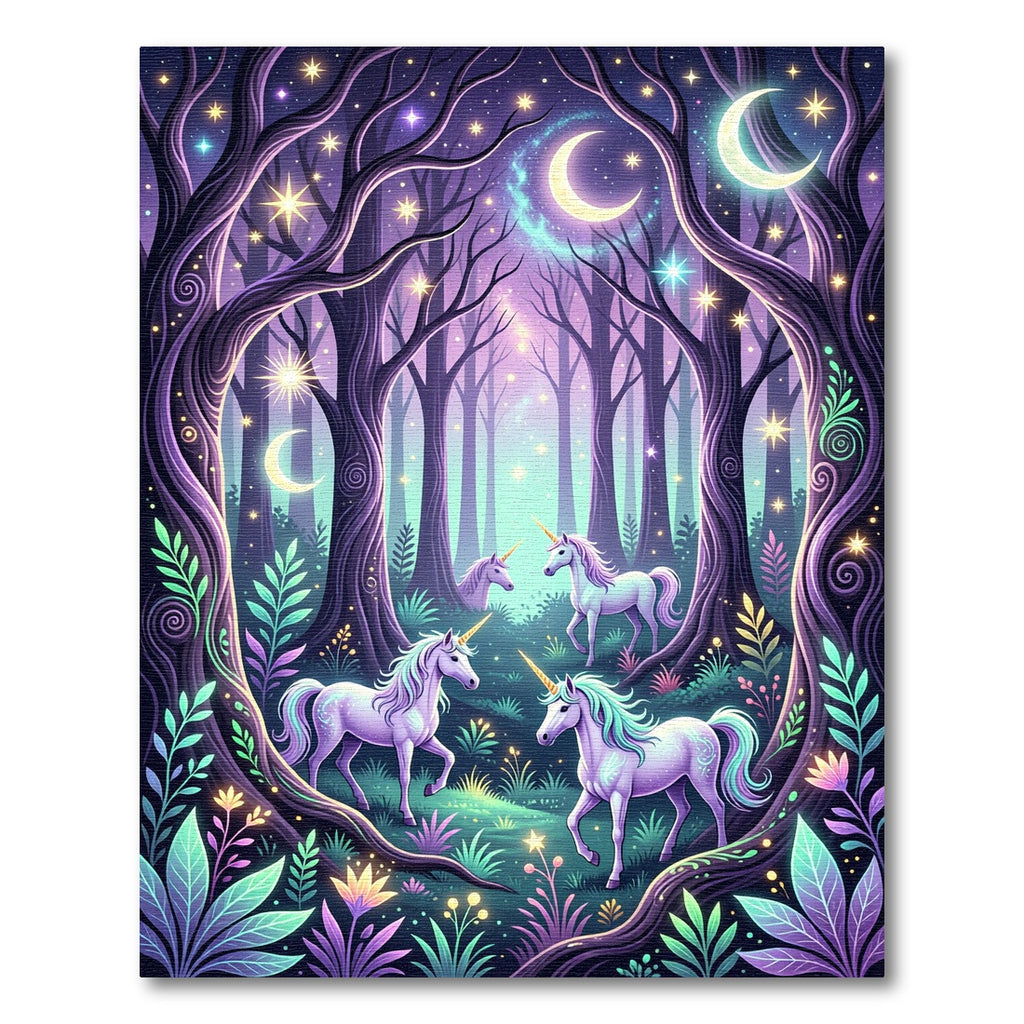 Enchanted Celestial Unicorn Forest Scene Rug