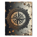 Elegant Gold Compass Nautical Medallion Rug