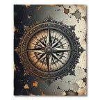 Elegant Gold Compass Nautical Medallion Rug