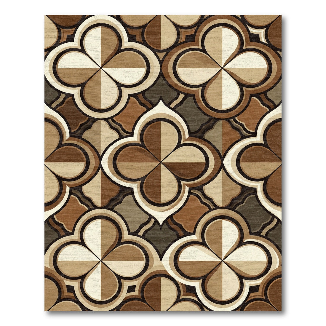 Mid Century Brown Quatrafoil Geometric Rug