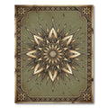 Ornate Sage Green Sunburst Medallion Rug
