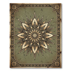 Ornate Sage Green Sunburst Medallion Rug
