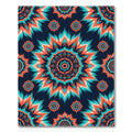 Vibrant Orange Teal Mandala Burst Rug