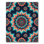 Vibrant Orange Teal Mandala Burst Rug