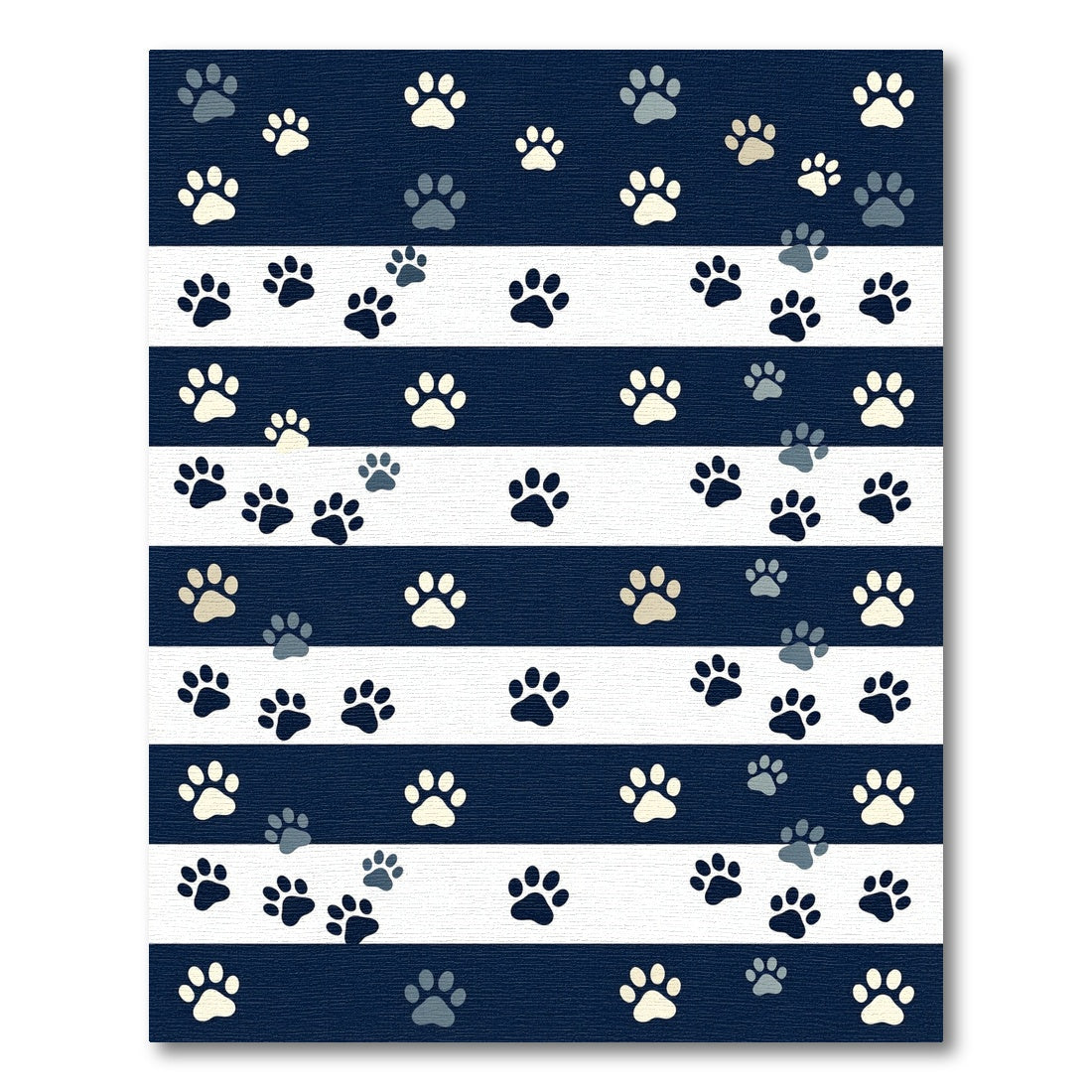 Navy Blue Striped Animal Paw Rug