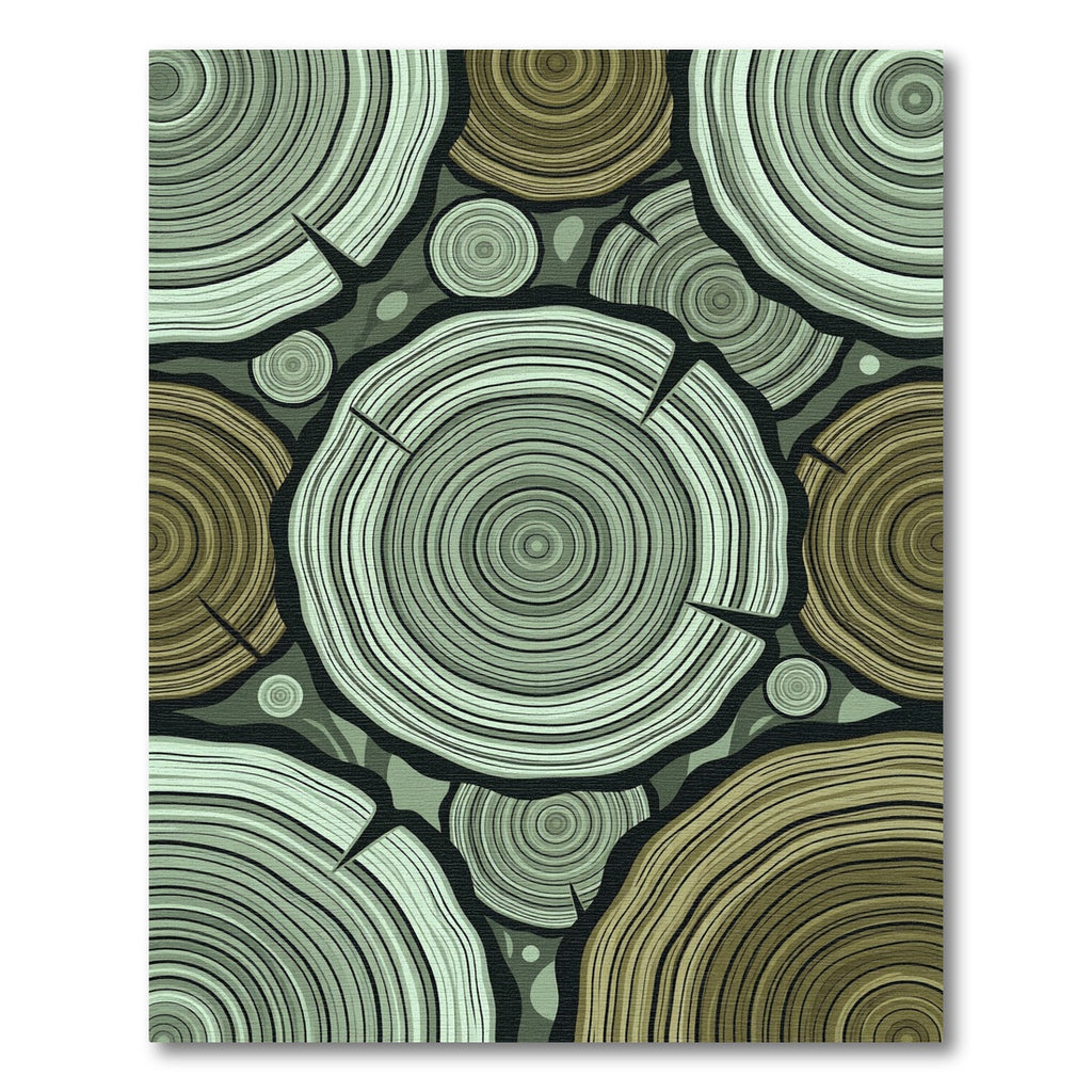 Wood Slice Teal Gold Abstract Rug