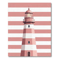 Pink Striped Lighthouse Illustration Rug