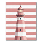 Pink Striped Lighthouse Illustration Rug