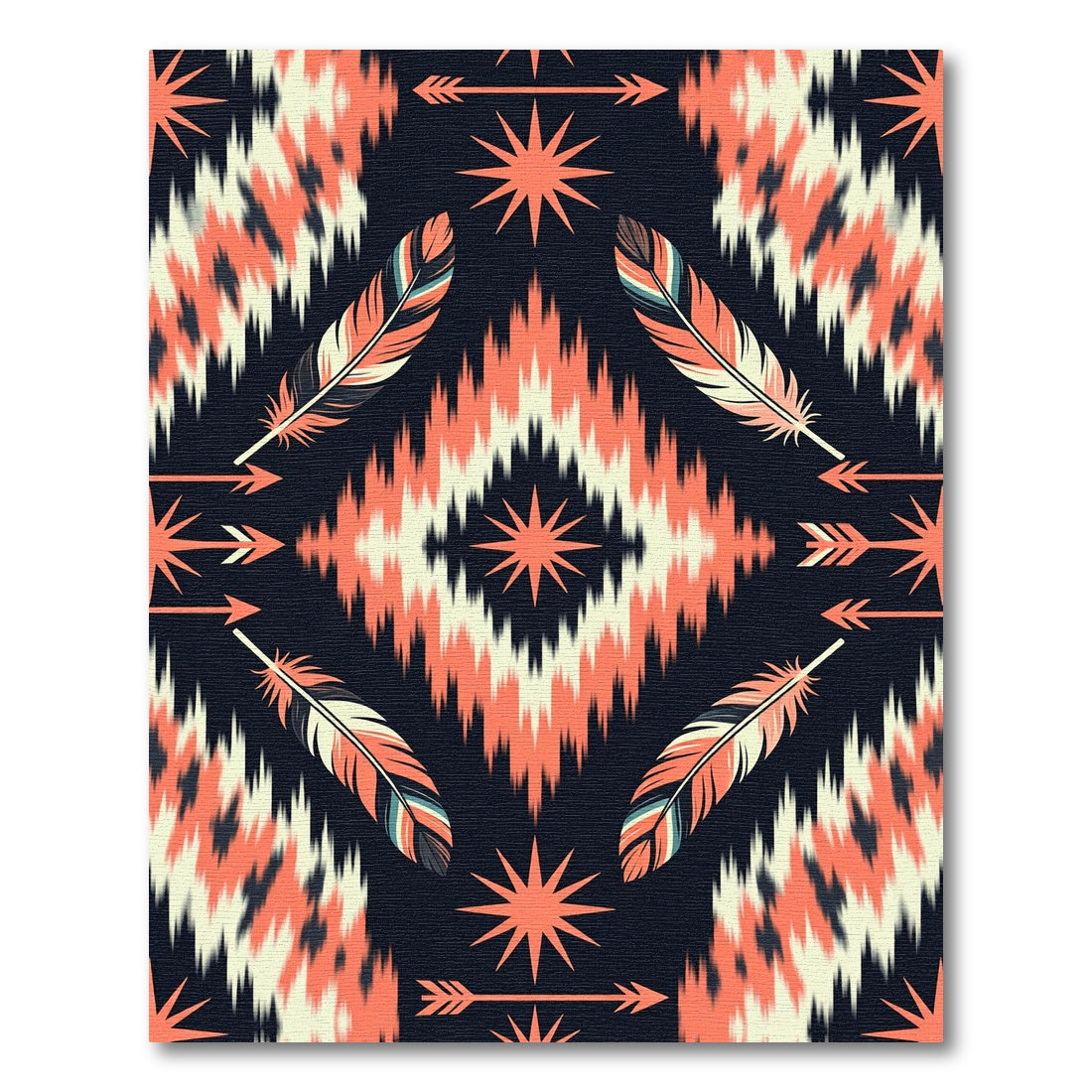 Sunset Feather and Star Diamond Aztec Rug