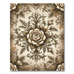 Antique Floral Swirl Scrollwork Rug