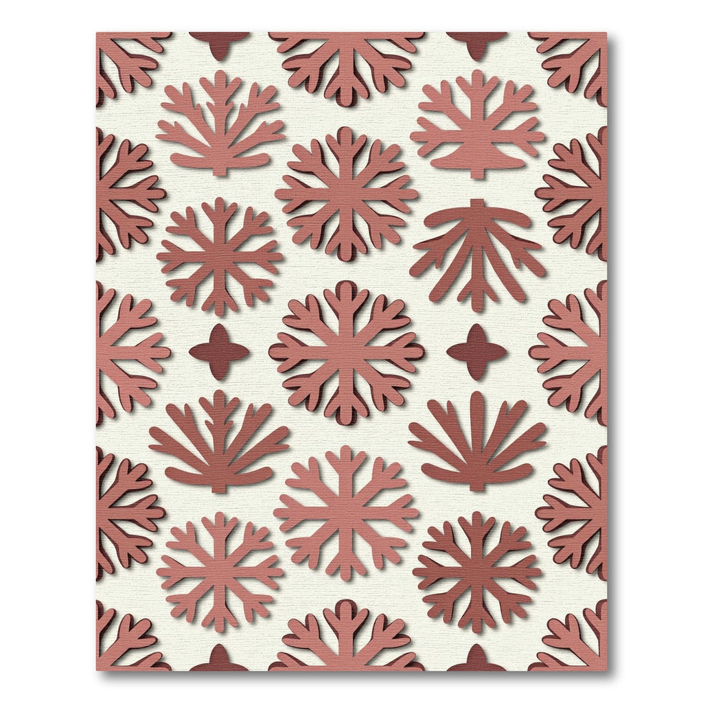 Modern Dusty Rose Snowflake Winter Tile Rug