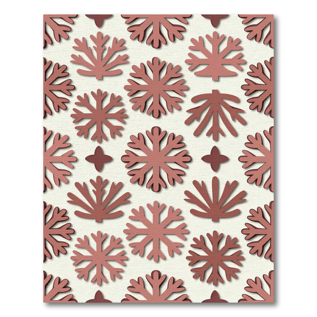Modern Dusty Rose Snowflake Winter Tile Rug