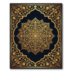 Luxurious Gold Black Ornate Medallion Rug