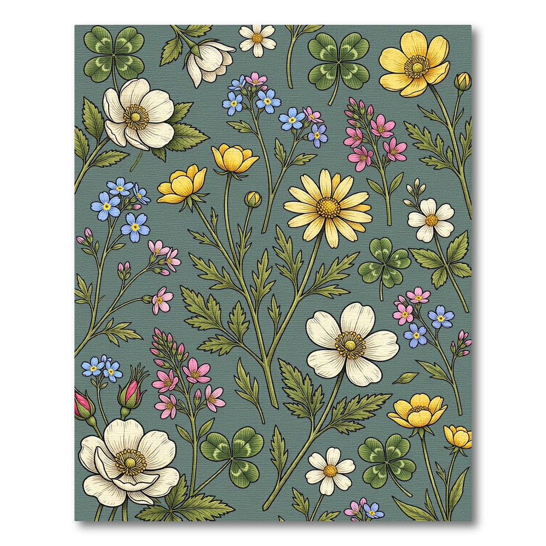 Wildflower Meadow Botanical Sage Rug