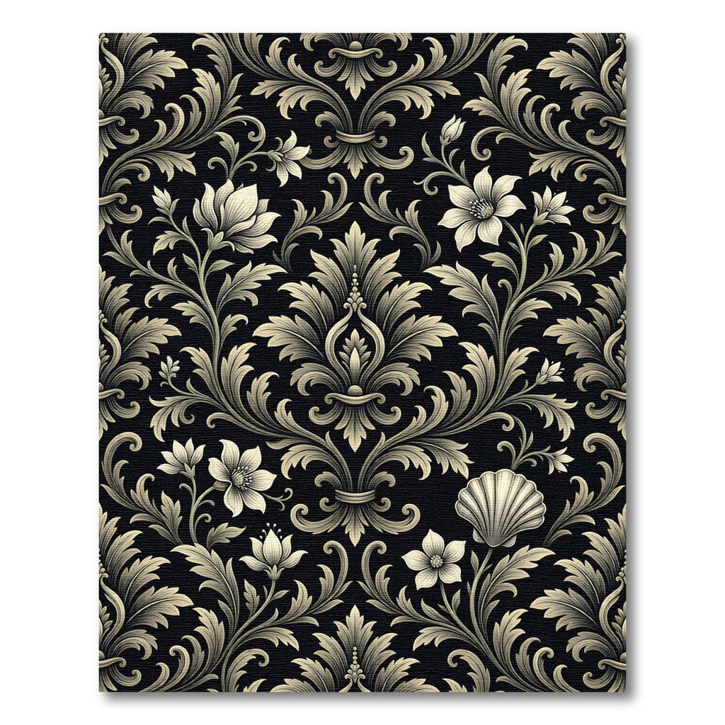 Black Ivory Classic Floral Scroll Rug