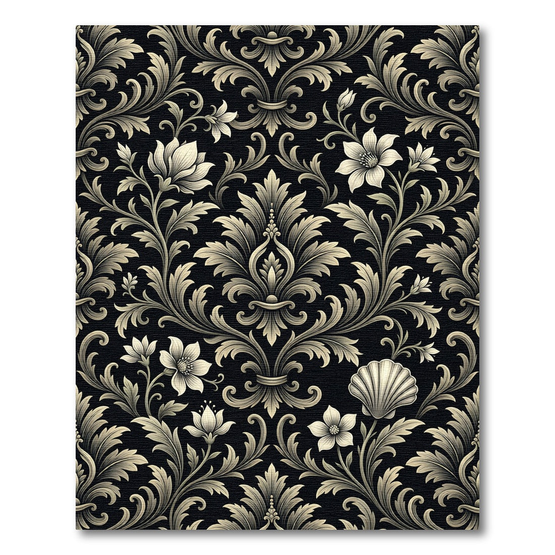 Black Ivory Classic Floral Scroll Rug