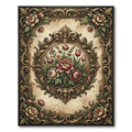 Antique Floral Ornate Gold Medallion Rug