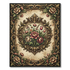 Antique Floral Ornate Gold Medallion Rug