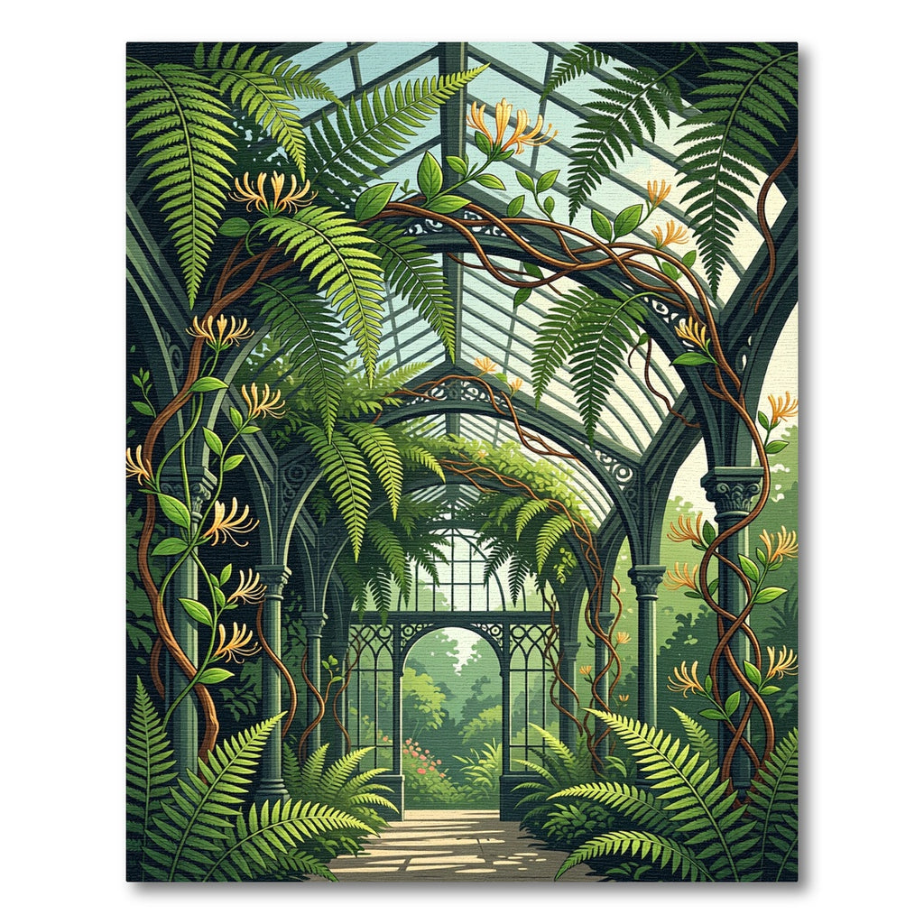 Lush Green Honeysuckle Fern Conservatory Rug