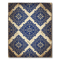 Elegant Navy and Cream Ornate Medallion Rug