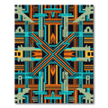 Geometric Teal and Orange Art Deco Abstract Rug