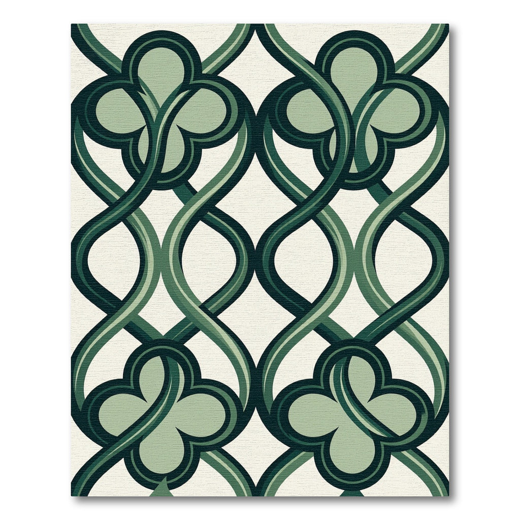Sage Green Interlocking Clover Trellis Rug