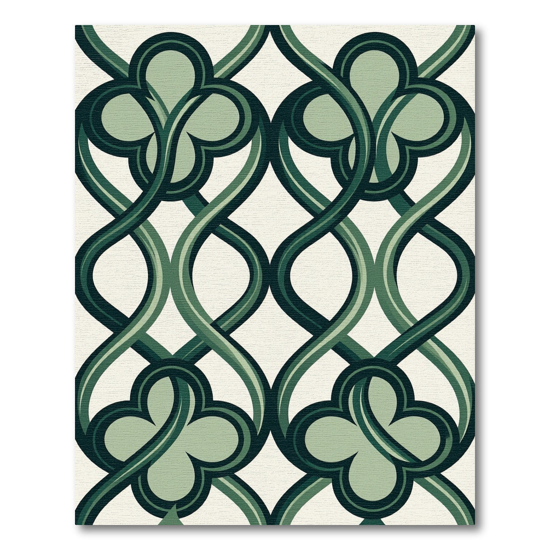 Sage Green Interlocking Clover Trellis Rug