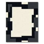 Modern Cream Black Geometric Block Rug