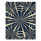 Dark Navy Cream Starburst Rays Rug