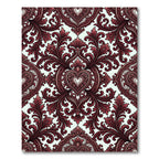 Elegant Crimson Damask Victorian Heart Rug