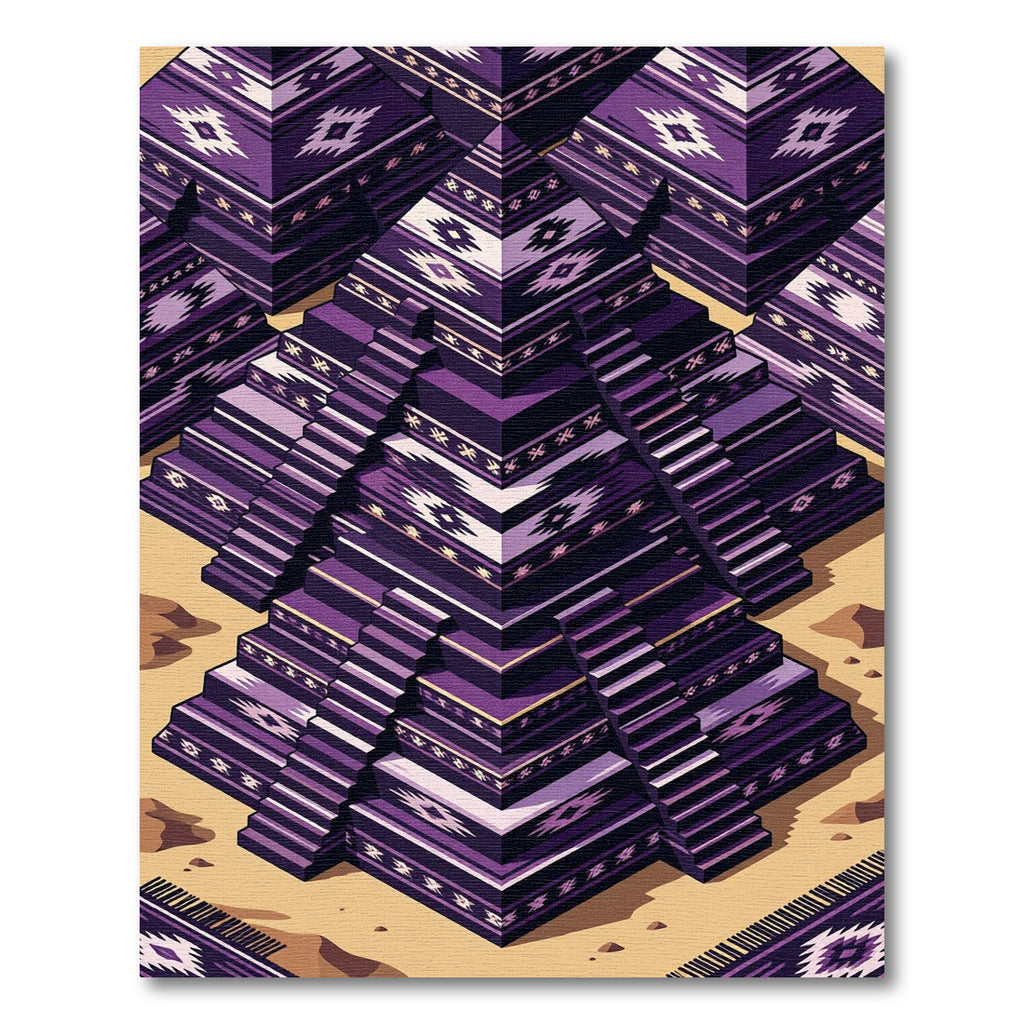 Andean Purple Geometric Stepped Pyramid Rug