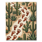 Earthy Desert Bear Tracks Cactus Rug