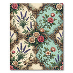 Vintage Pastel Roses and Lavender Filigree Rug