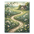 Whimsical Meadow Cottage Wildflower Landscape Rug