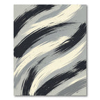 Bold Graphite and Cream Brush Strokes Rug