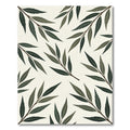 Minimalist Olive Green Botanical Leaf Rug