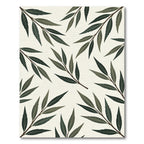 Minimalist Olive Green Botanical Leaf Rug
